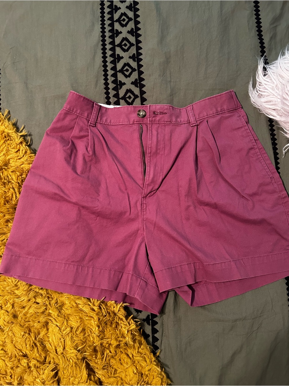 Women's Extra High-Rise OG Chino Pink Pleated Cotton Shorts